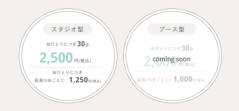 セルフ写真館 料金設定